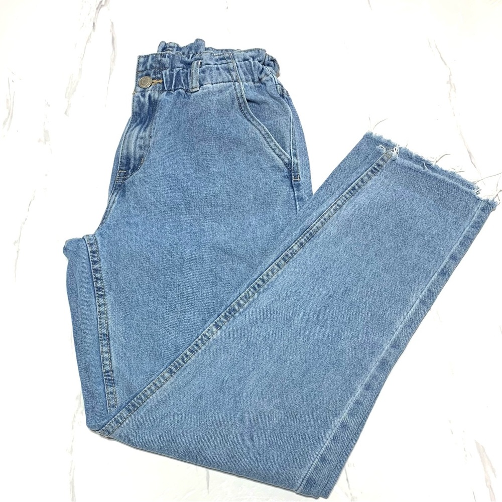 Bluenotes Like New Women’s Light Blue Wash High Rise Paperbag Straight Leg - Picture 2 of 14